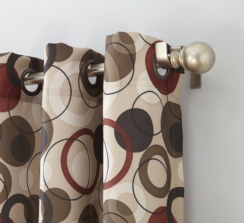 No. 918 43108 Celestial Geometric Print Grommet Curtain Panel, 48" x 63", Paprika Red - Image 2